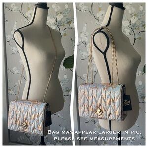 Iridescent Chevron Quilted Box Chain Bag